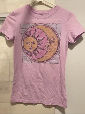Women's Pink Sun & Moon Graphic Tee